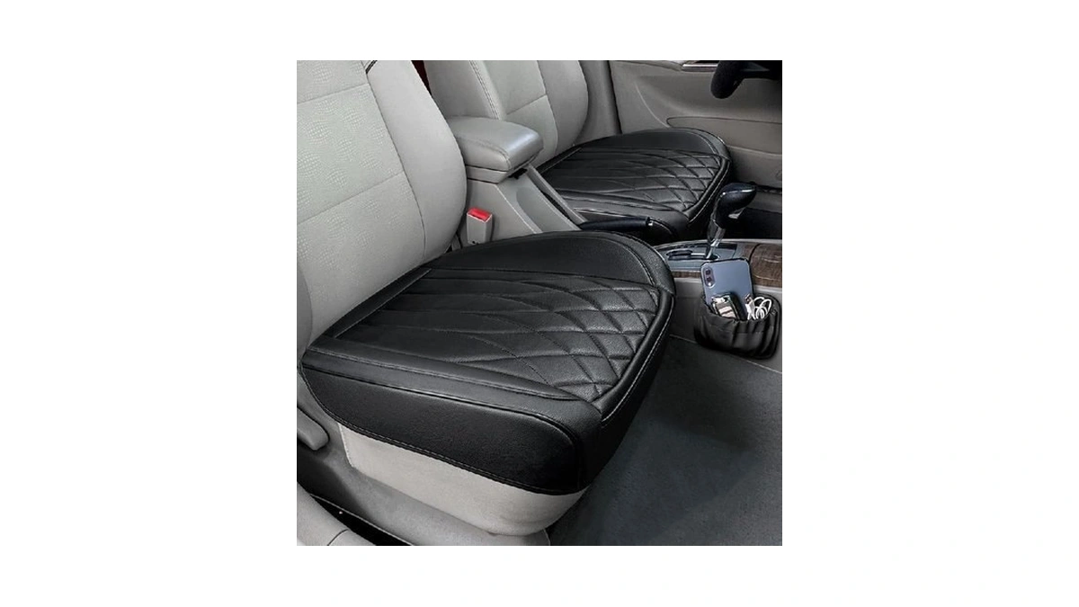 Beitk 2 Pack Black Leather Front Bottom Car Seat Covers