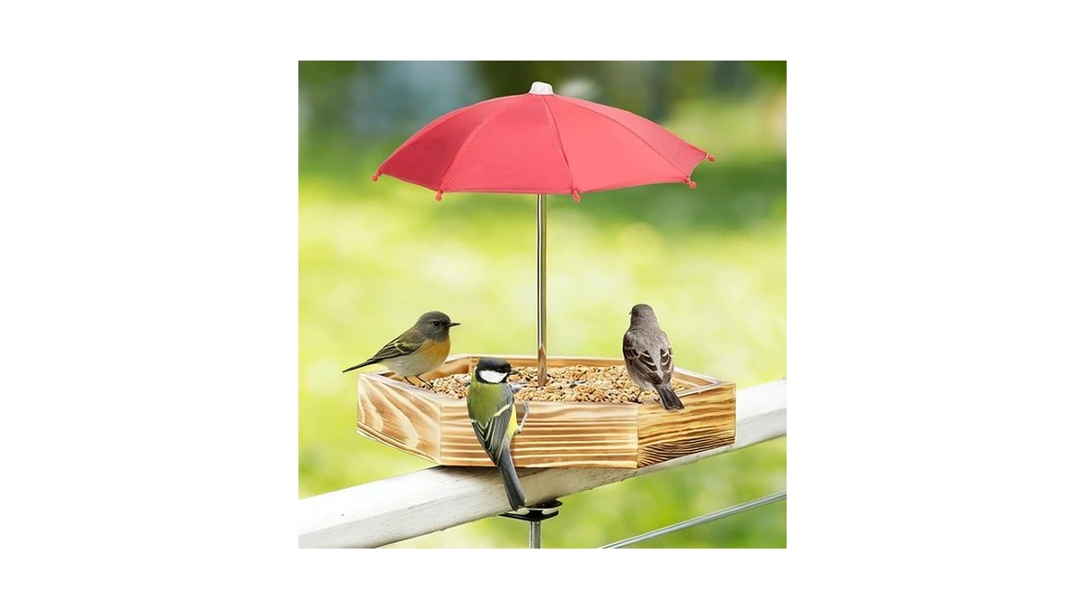 Mixxidea Bird Feeder Tray For Railing, Balcony Platform Deck Bird