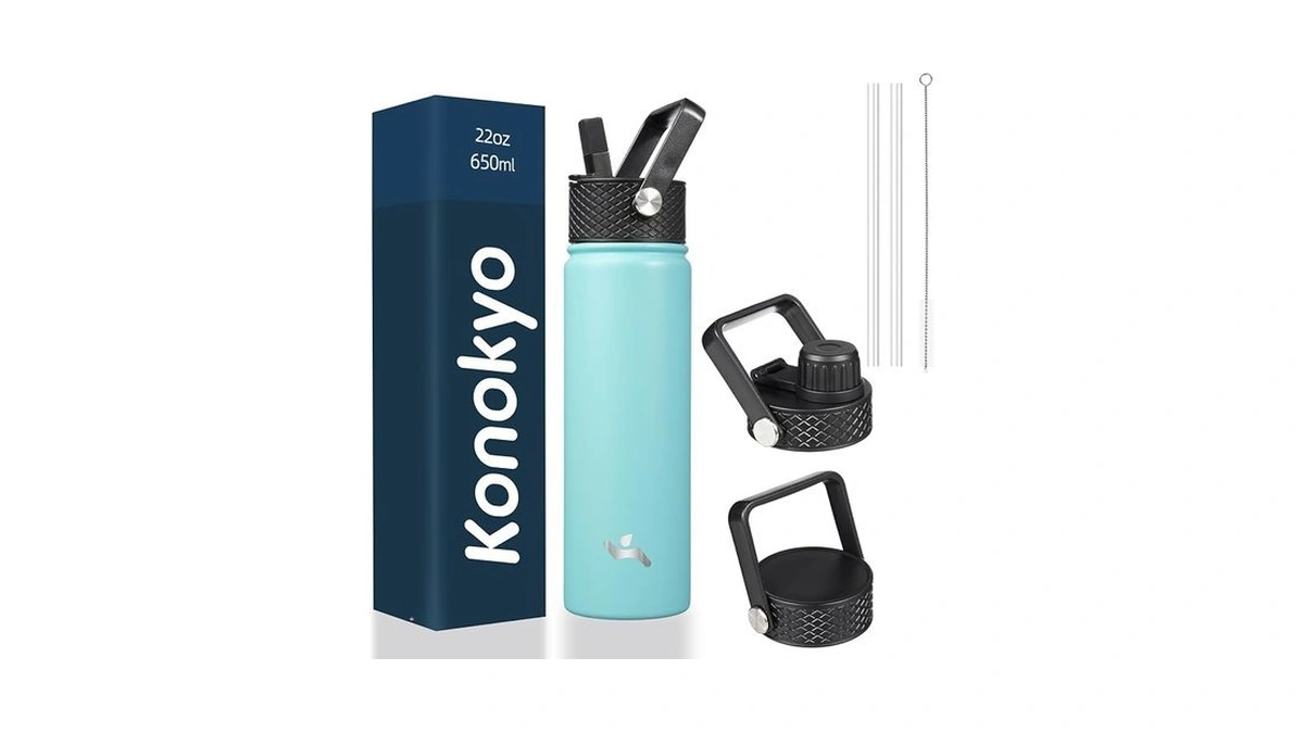 Konokyo 22 Oz Insulated Stainless Steel Water Bottle With Straw