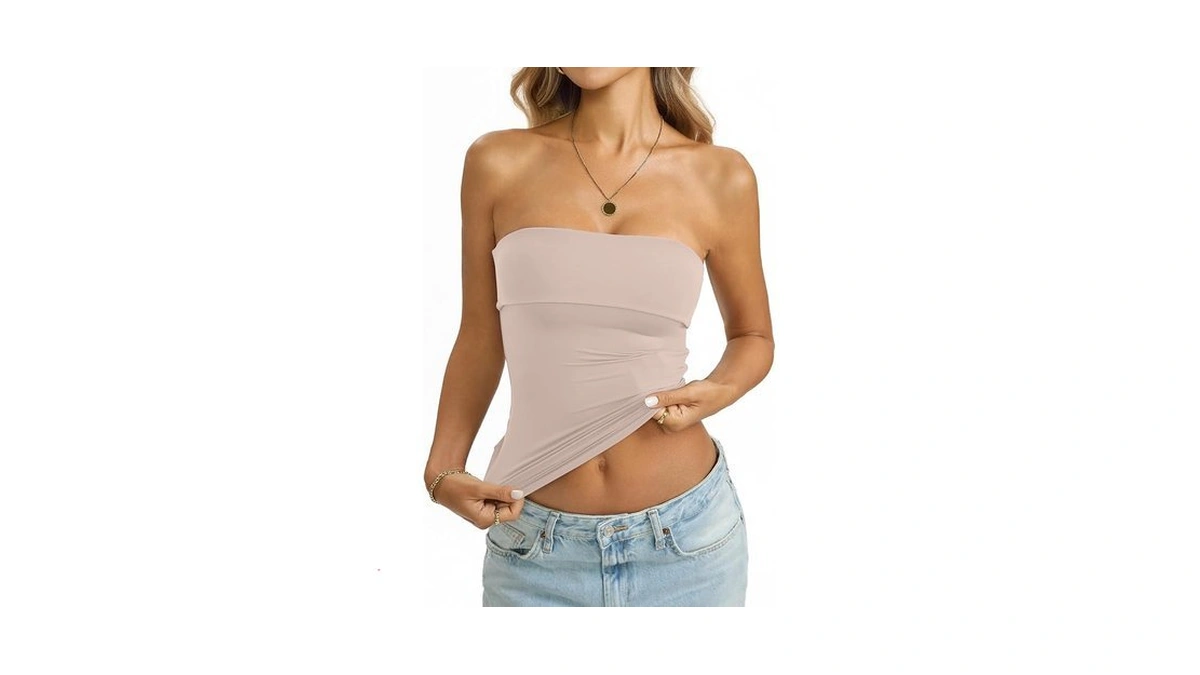 Easygala Womens Double Lined Tube Tops Non Slip Bandeau Strapless