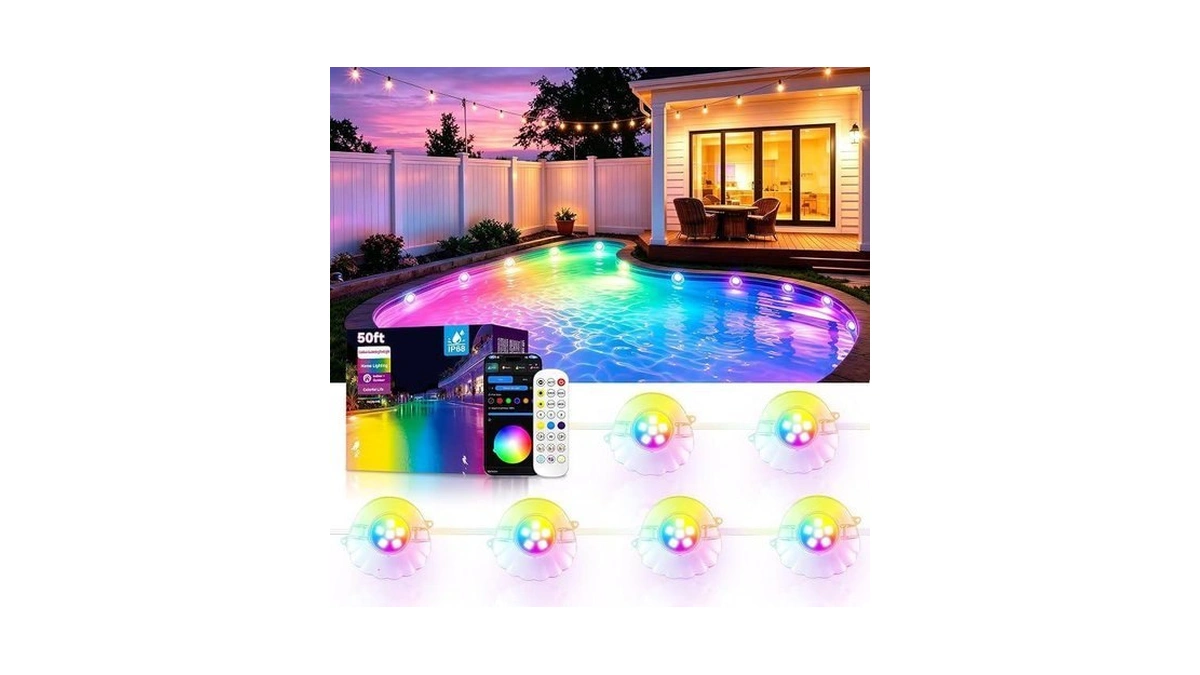 Ahawill 50ft Rgb Pool Lights For Inground & Above Ground