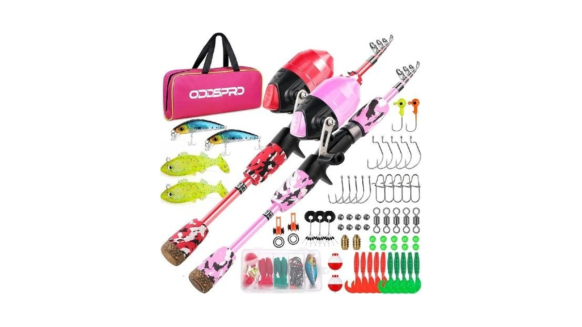 Oddspro Kids Fishing Pole - Portable Telescopic Kids Fishing Rod