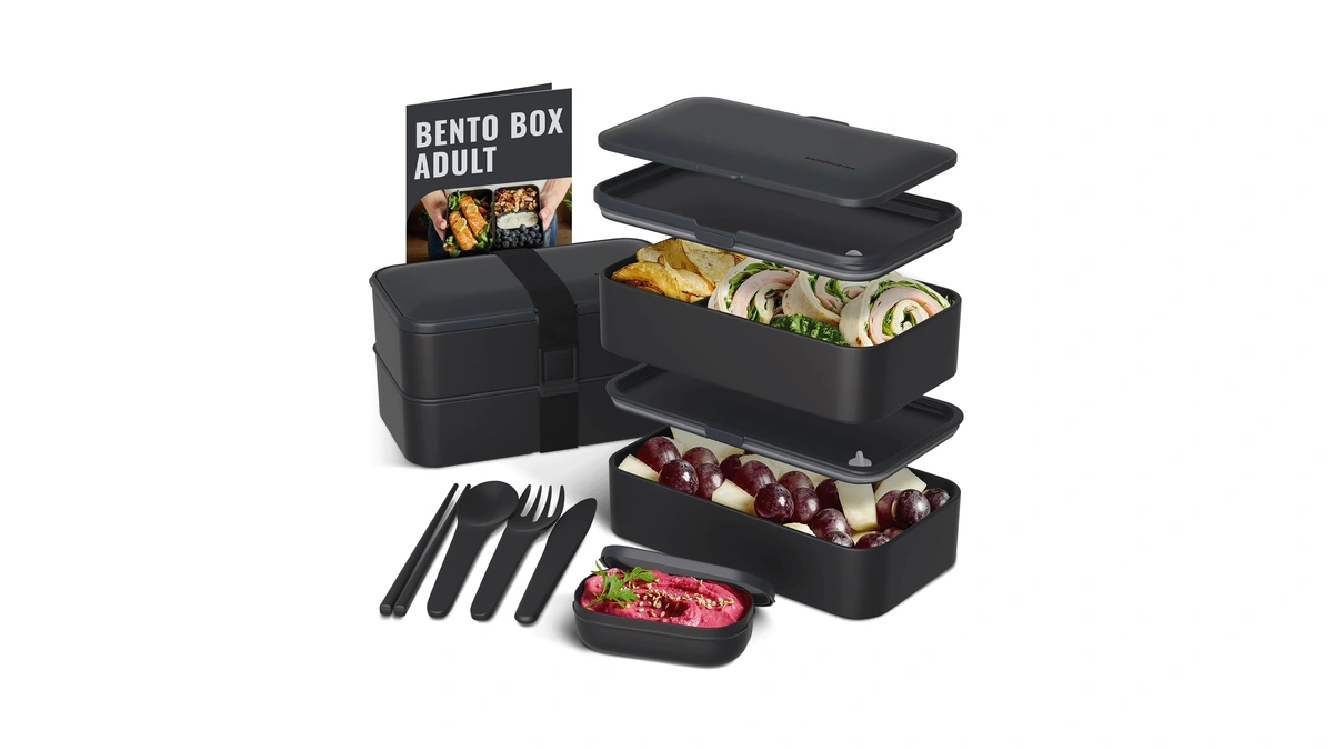 Bentoheaven Bento Box Adult, Stackable Lunch Box, 40 Oz, Outer