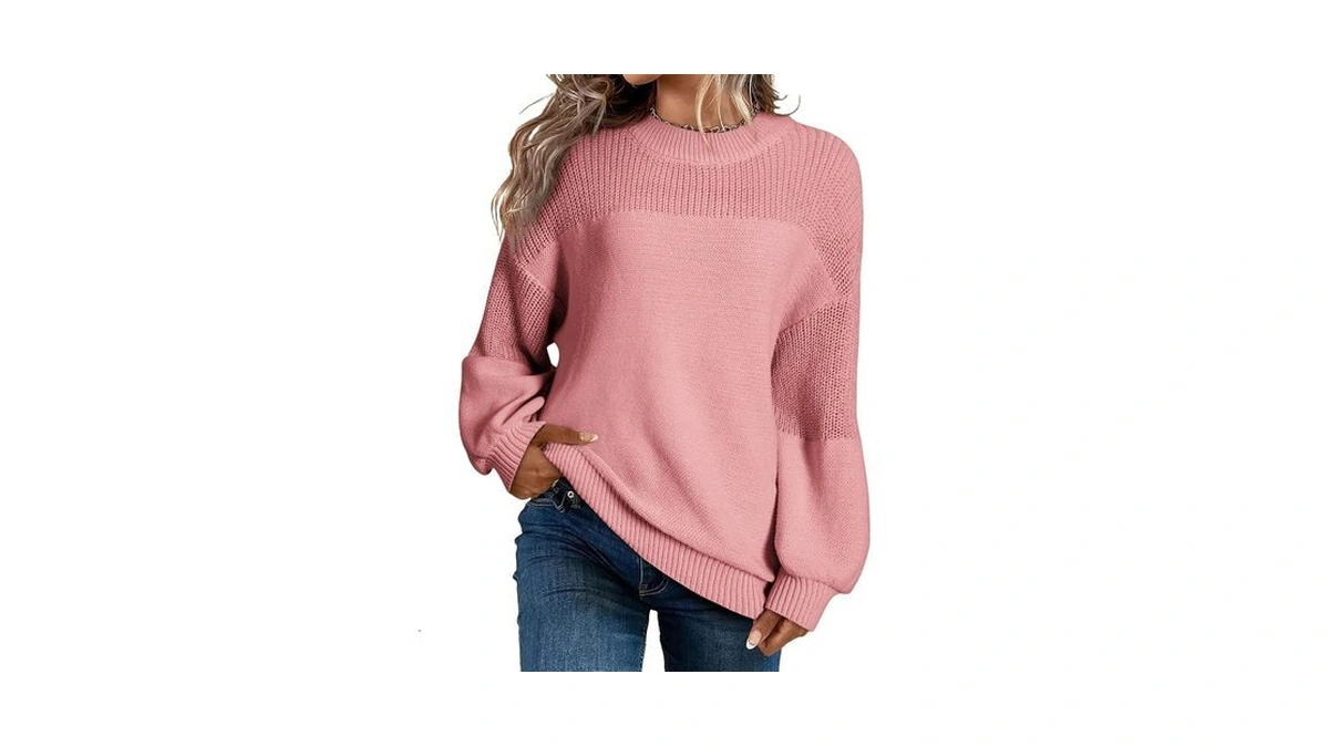 Dokotoo Womens Long Sleeve Oversized Fall Winter Sweaters, Pink, Large