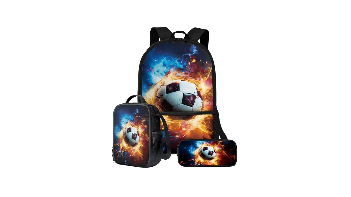 Talayituse Soccer Fire Pattern Kids Backpack For Boys Girls, Preschool