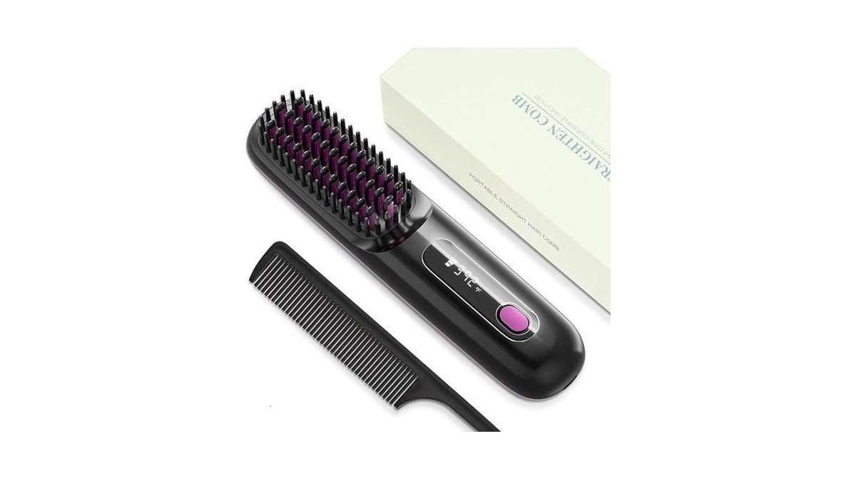 Hair Straightener Brush,ceramic Ionic Anti-frizz Hair Brush,