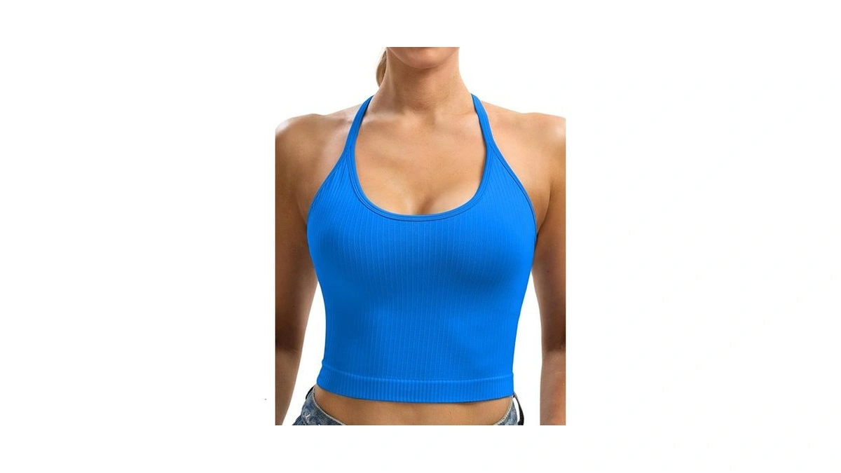 Mathcat Cross Back Crop Tank Tops For Women, Longline Seamless