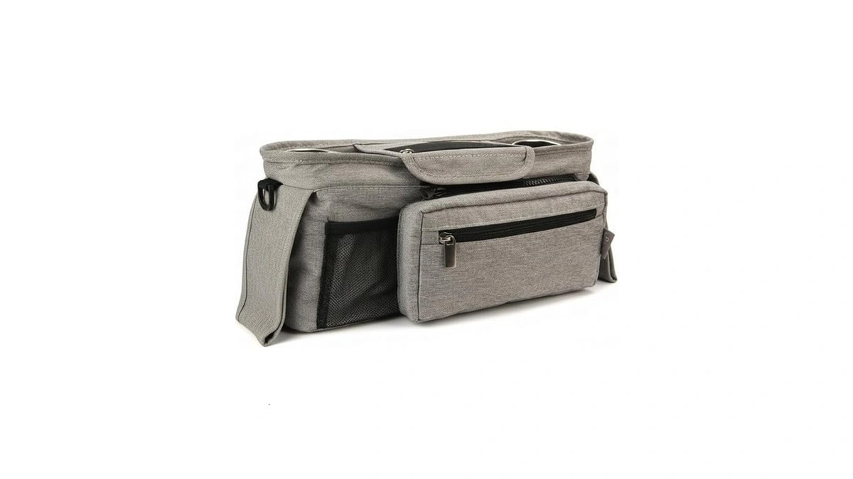 Sonnetto Universal Stroller Organizer, 2 Insulated Cup Holders, Grey