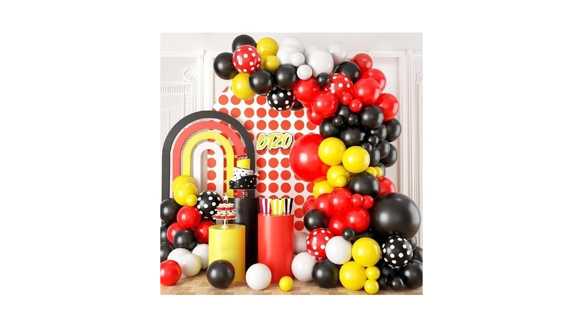 Black Yellow Red Balloon Garland Arch Kit,btzo Balloons Arch With
