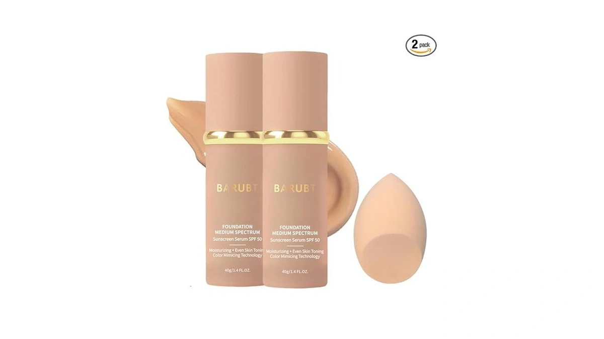 Barubt Color Changing Foundation Spf 50, Moisturizing Liquid Makeup 2pcs