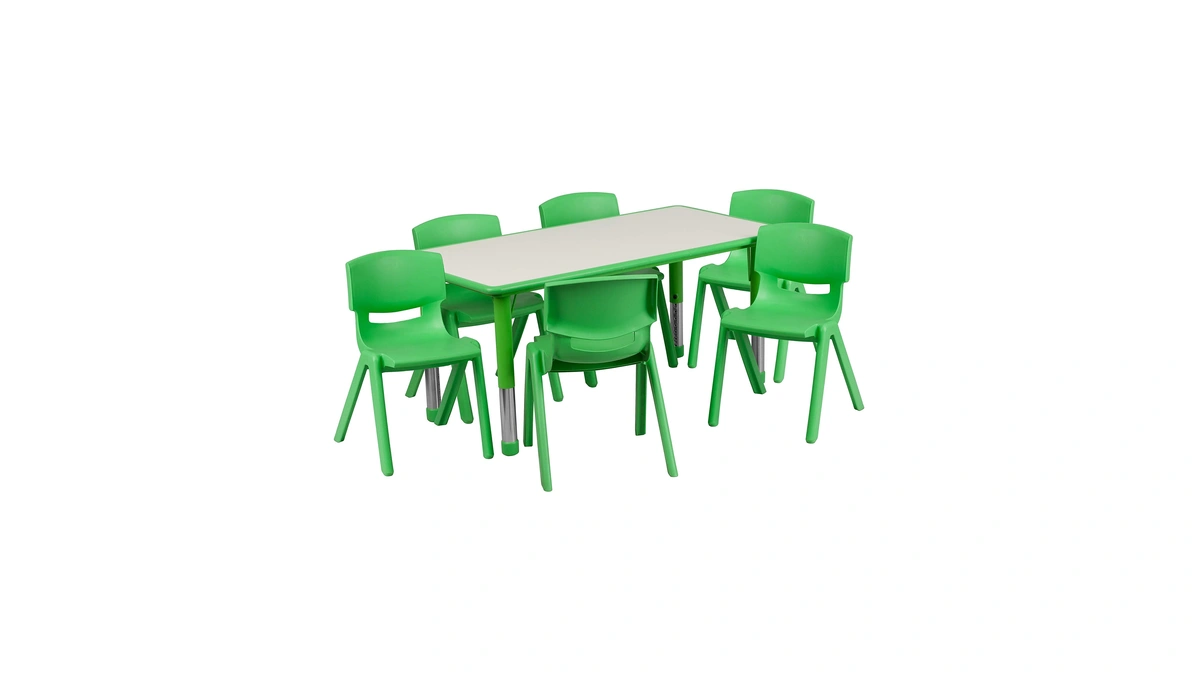 Flash Furniture Kids 47.25x23.6 In Activity Table With 6 Chairs,