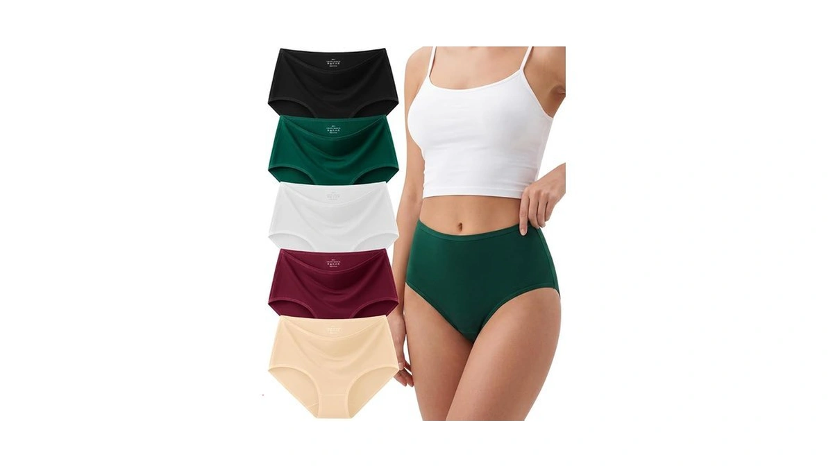 Women's Cotton Underwear High-waisted Briefs Full Coverage Panties 5 Pack