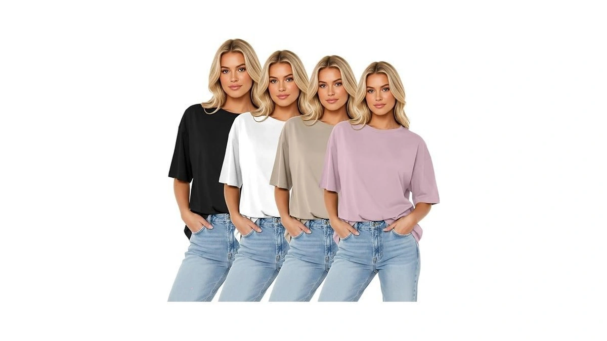 Letsee Pack Oversized Tshirts For Women Short...