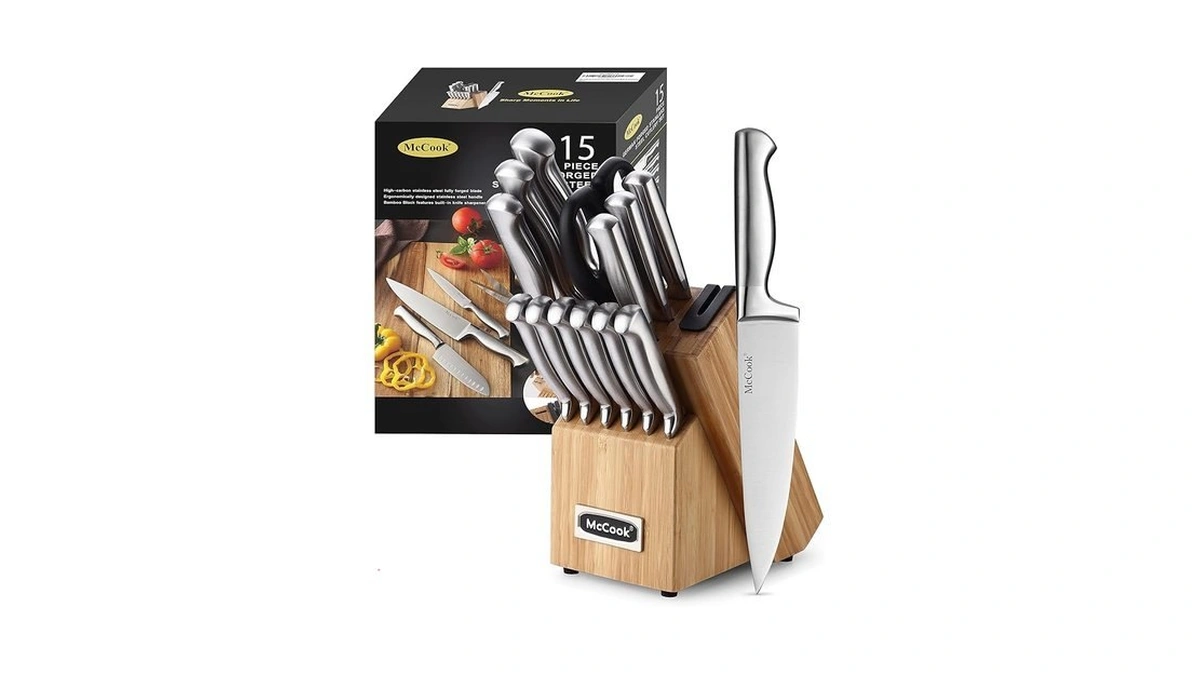 Mccook Knife Set Kitchen Steel Knife Block Set W Built-in
