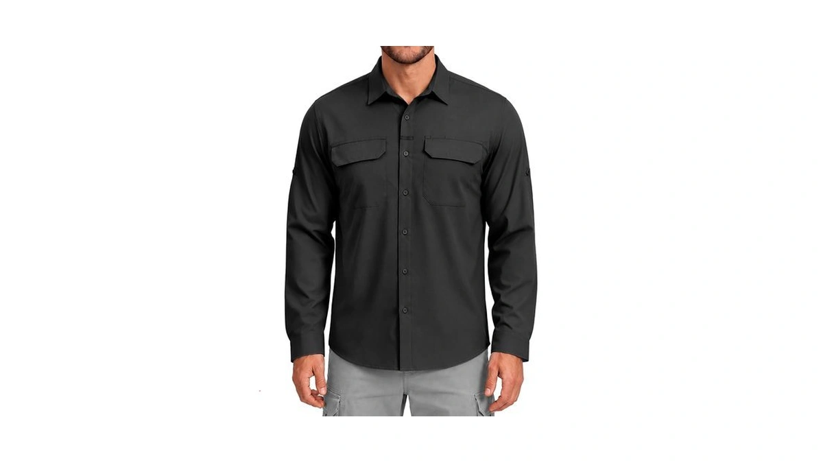 Men's Sun Protection Fishing Shirt Upf 50+ Long Sleeve Safari