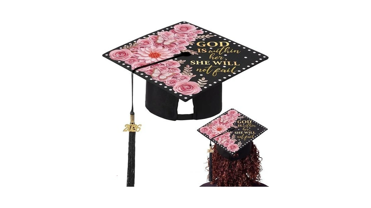 Dunzoom Christian Graduation Cap With 2026 Year Tassel Charm 9.5