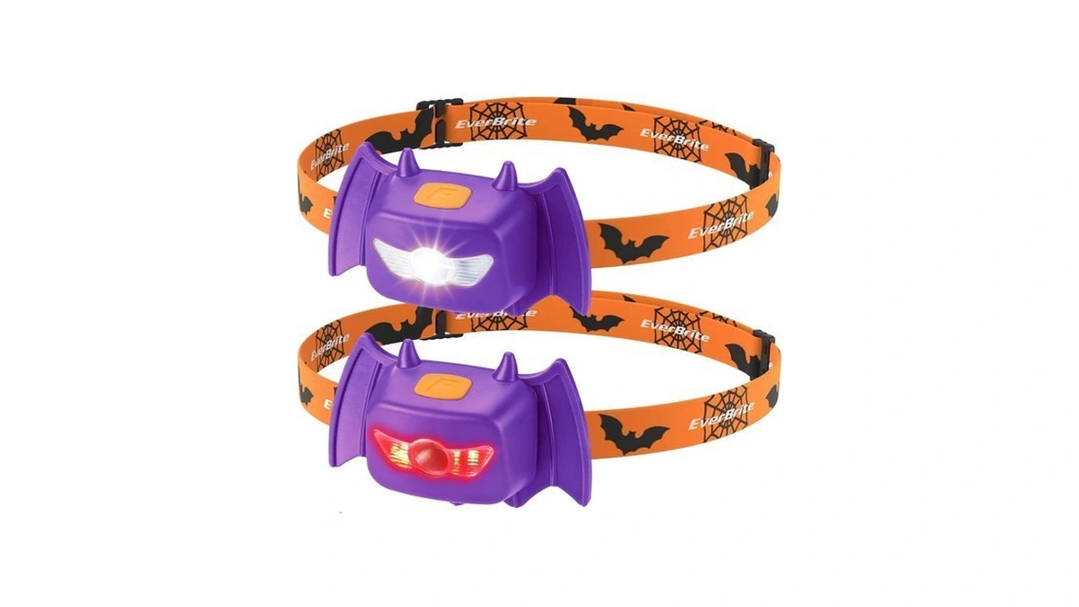 Everbrite Halloween Pumpkin Headlamps, 2 Pack Kids Head Lamps