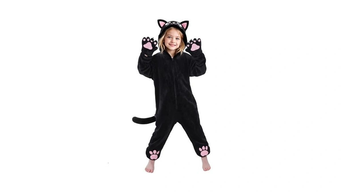 Risfunia Black Cat Costume For Girls With Bag, Halloween Costumes