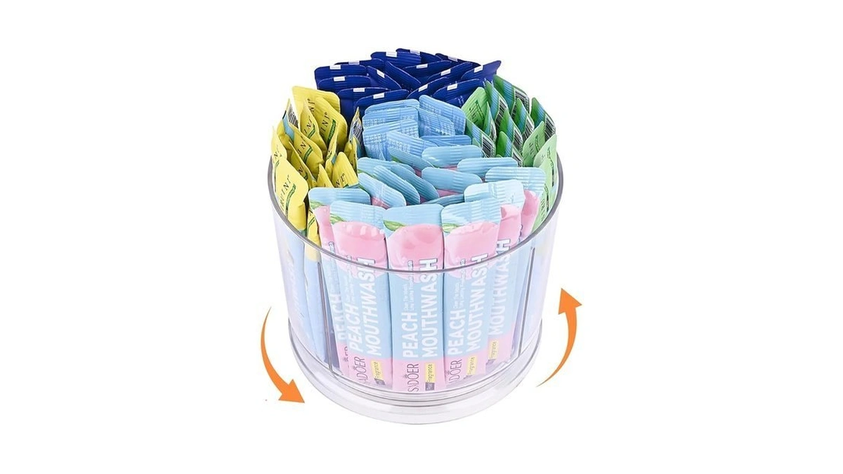 Prdingfy Drink Packet Organizer, 360° Spinning Lazy Susan For Pantry