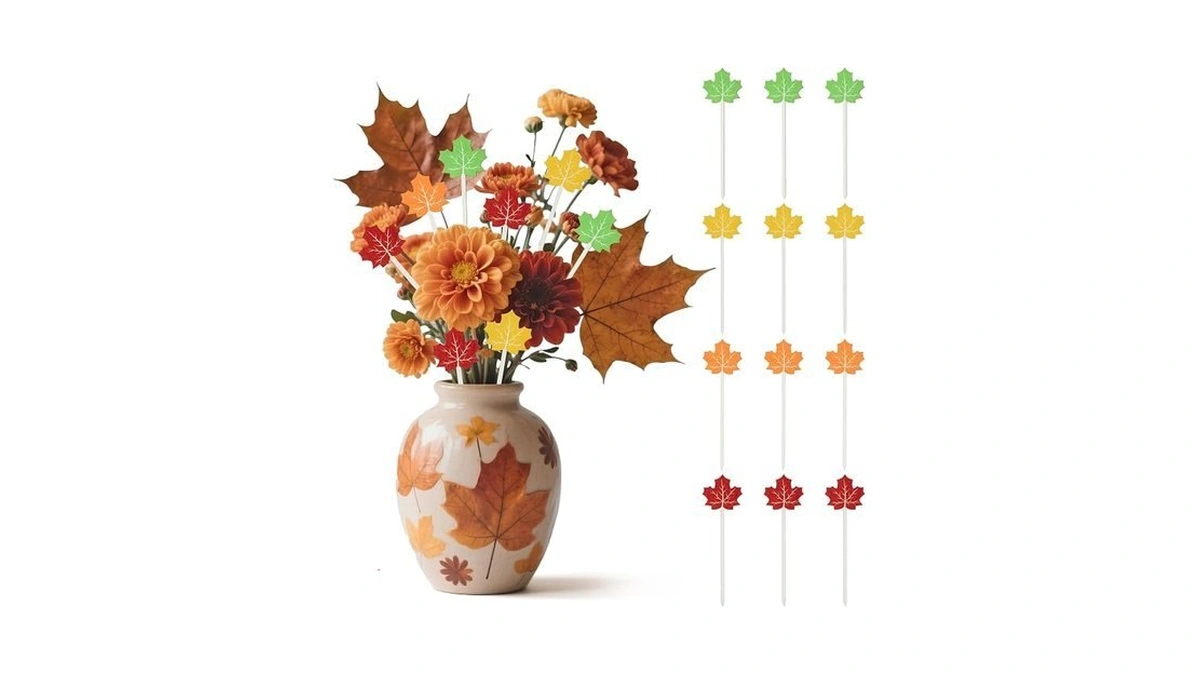 Ticiaga Fall Maple Leaf Wooden Picks - 12pcs Autumn Maple