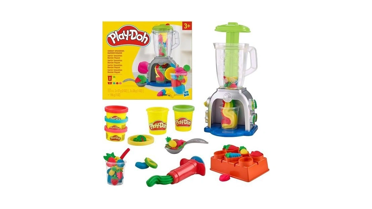 Play Doh Swirlin' Smoothies Toy Blender Playset, Play Kitchen Appliances,