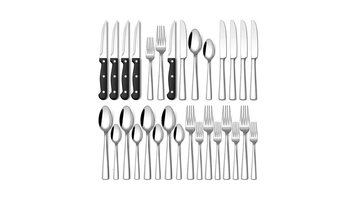 Stapava 24-piece Silverware Set With Steak Knives, Food-grade Stainless Steel