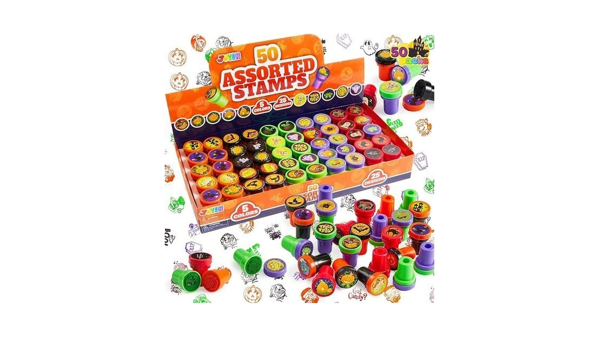 Joyin 50 Pcs Halloween Stamps For Kids, 25 Designs Assorted