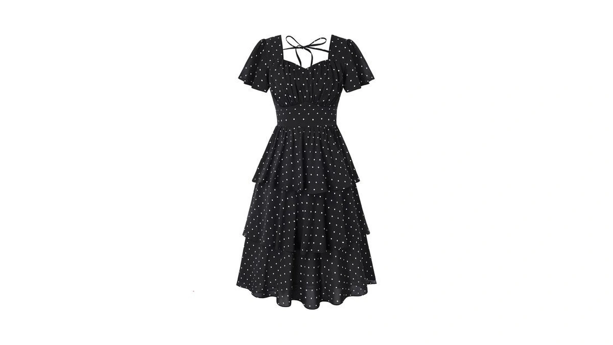 Belle Poque Women's Vintage Square Neck Tea Party Dress Black