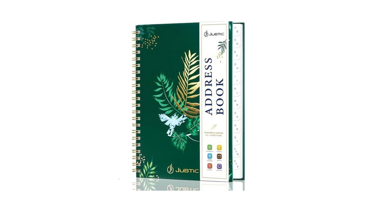 Jubtic Spiral Hardcover Address Book With Alphabetical Tabs, Telephone Notebook
