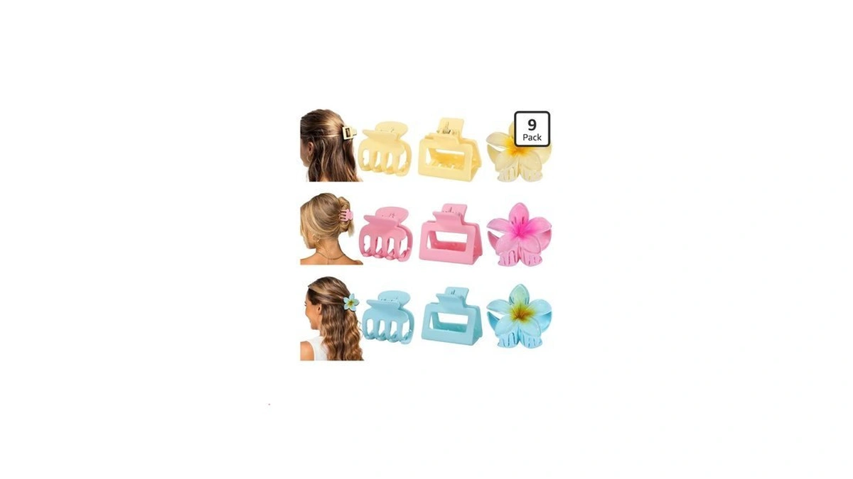 Usdnice Flower Hair Claw Clips For Women, 9 Pack, 3