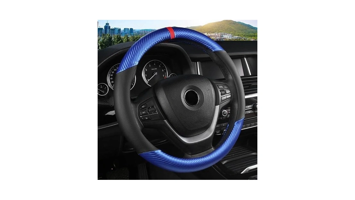 Kafeek Carbon Fiber Steering Wheel Cover For Men, Car Accessories,