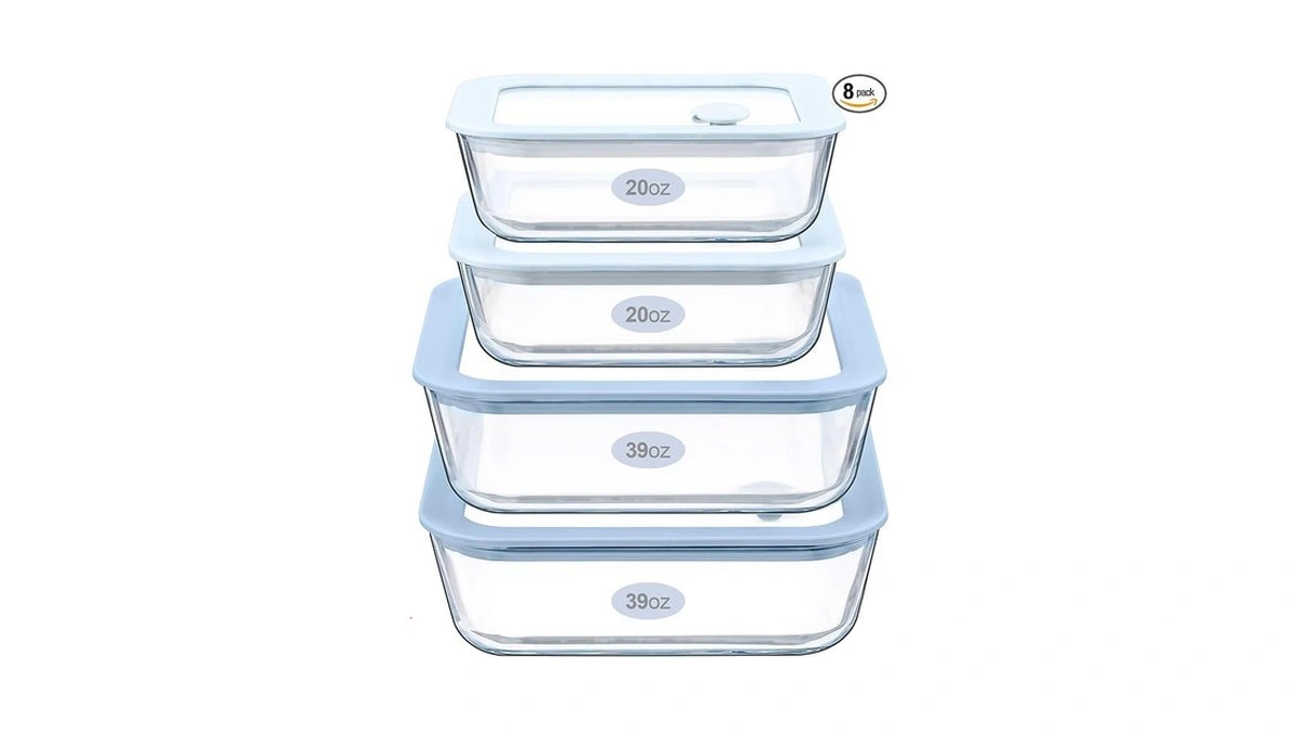 Urban Green Glass Food Container Set With Silicone Glass Lid,