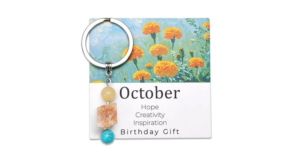 Raicegs October Birthstone Keychain For Women Cute Crystal Birth Flower