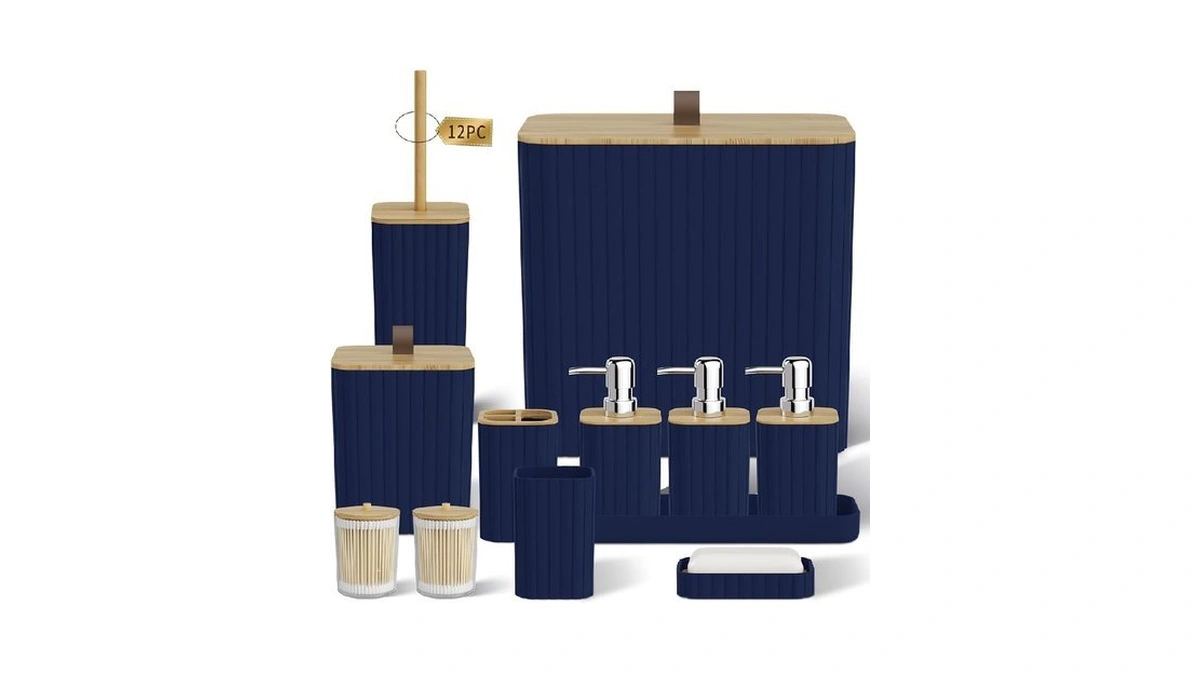 Innjoey Bathroom Accessory Set - Navy Blue Bathroom Set, 12pc