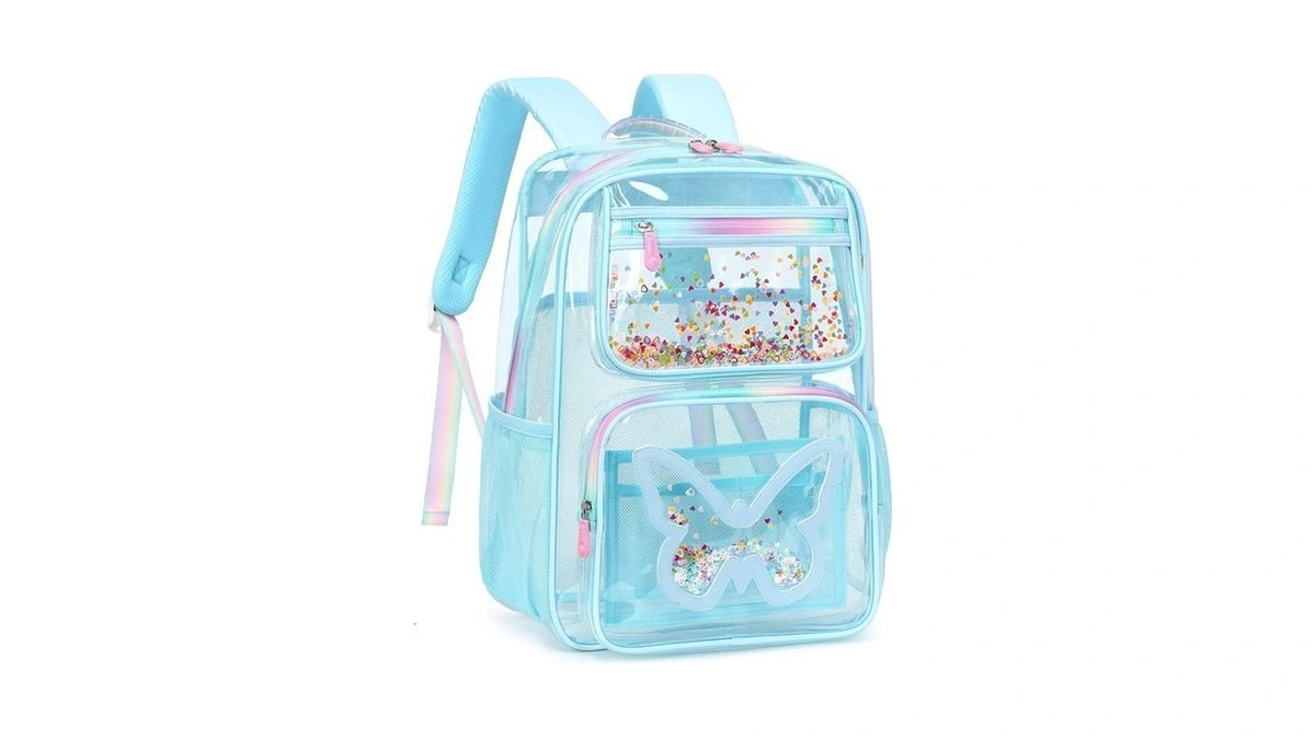Clear Backpack For School,large Bookbag Heavy Duty See Through Butterfly