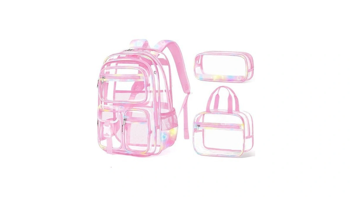 Fimibuke Clear Backpack For Girls, 3pcs Transparent Backpack With Lunch