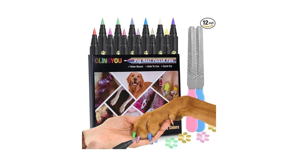 Olingyou 12 Colors Nail Art Pens For Dog,metallic & Matte