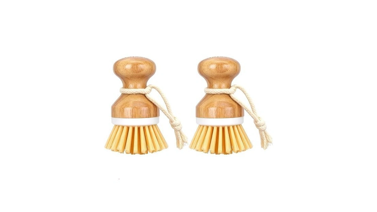 Setsail Bamboo Dish Scrub Brush 2 Pack Kitchen Brushes For