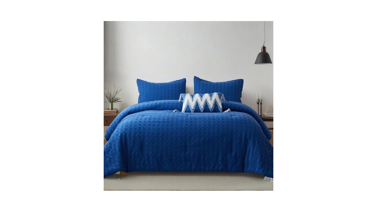 Simple&opulence 100% Cotton Waffle Weaving Comforter Set-3 Pieces Bedding Set(1