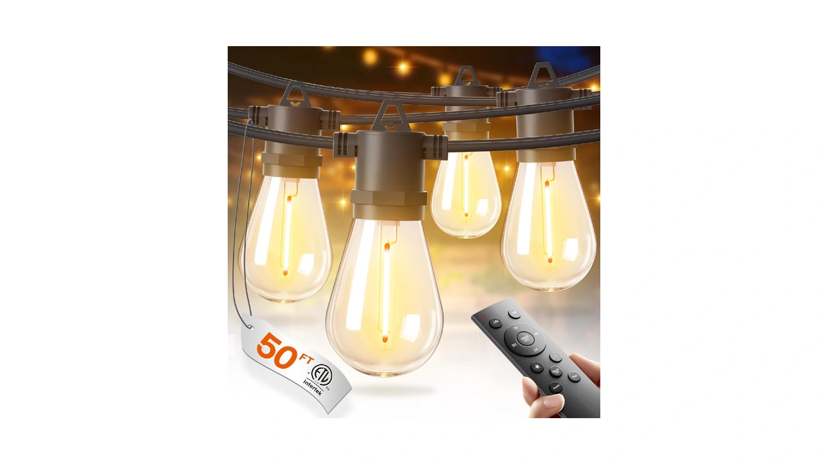 Addlon 50ft Led Outdoor String Lights, Waterproof Dimmable Bulbs For