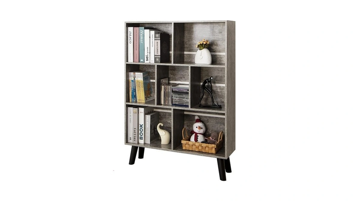 Leyaoyao Cube Bookshelf, Mid-century Modern Book Shelf With Legs,dirty Grey