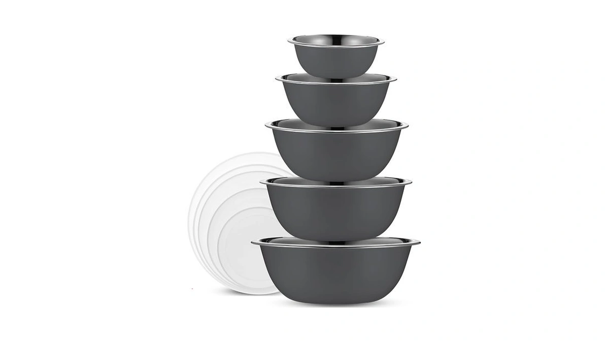 10-piece Stainless Steel Mixing Bowl Set With Lids For Food