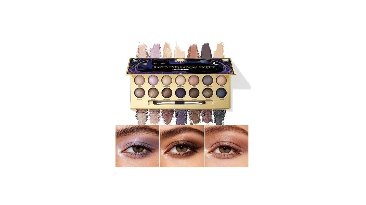 14-color Baked Eyeshadow Palette, Matte & Shimmer, Nocturnal Nebula