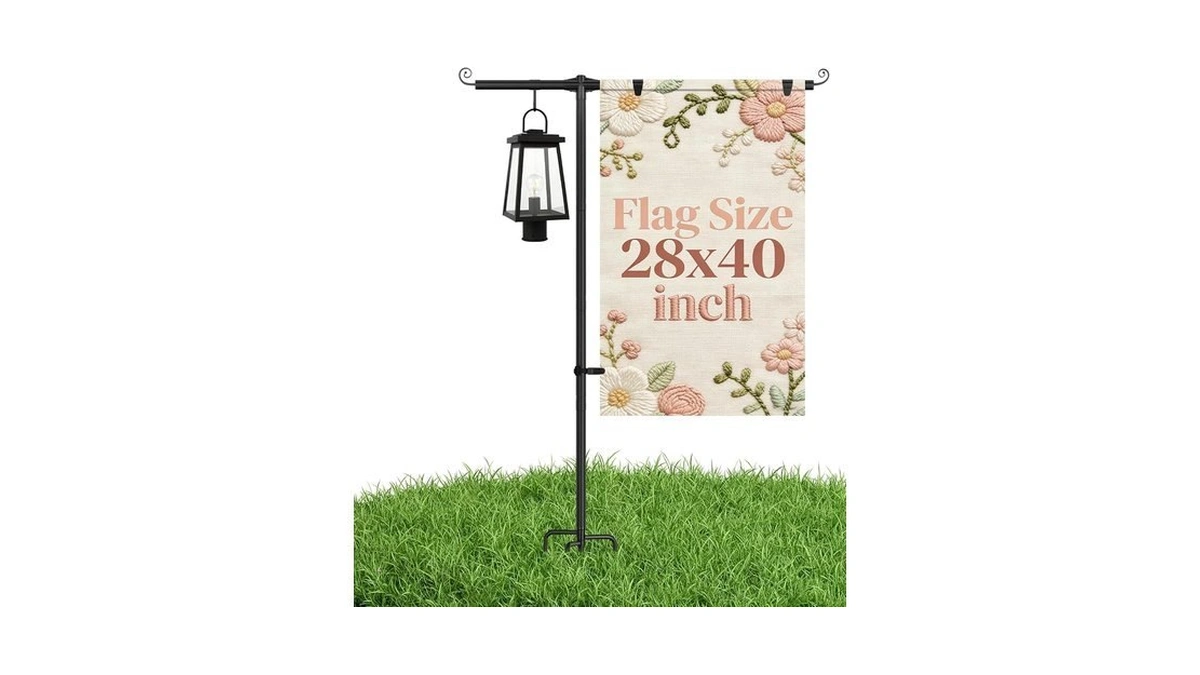 Ffily Garden Flag Stand Holder With Shepherd Hooks For 28
