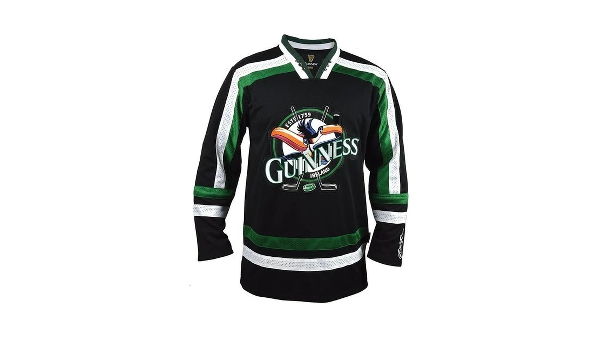 Guinness Toucan Hockey Jersey Embroidered Polyester Athletic Shirt Official Merchandise