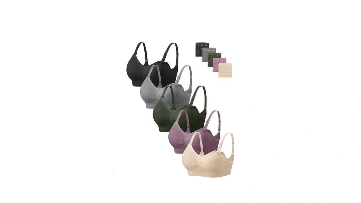 Angelhood Women Nursing Bras For Breastfeeding 5 Pack, Maternity Sleep