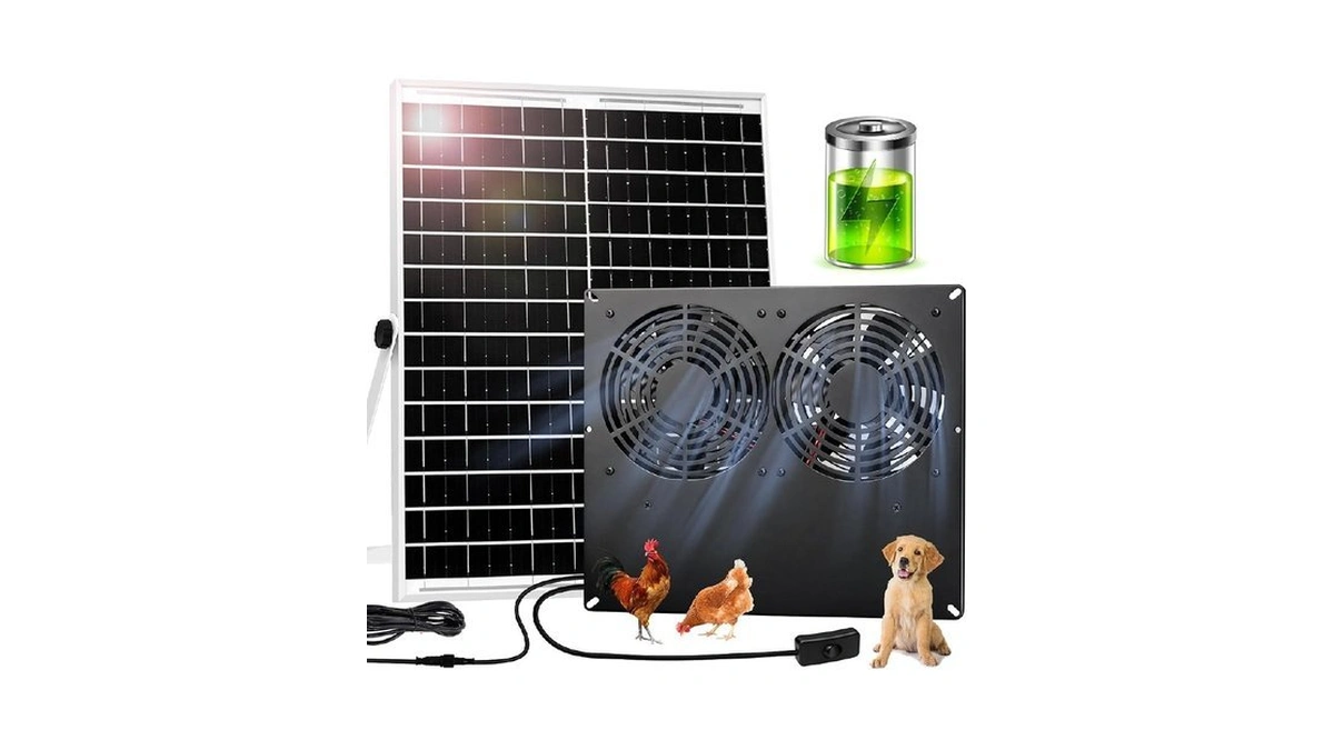 Ladate 25w Metal Frame Solar Powered Fan With Battery