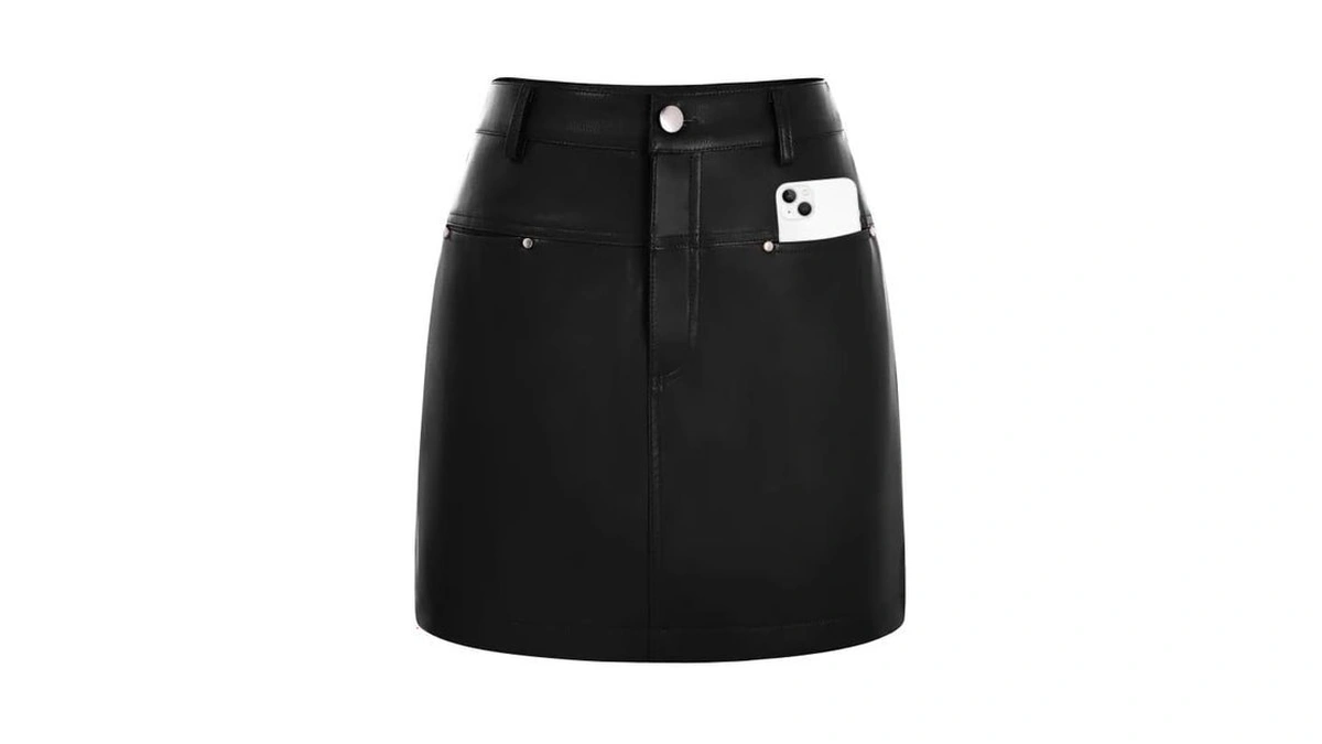 Kate Kasin Women Fall Black Leather Mini Skirt With Shorts
