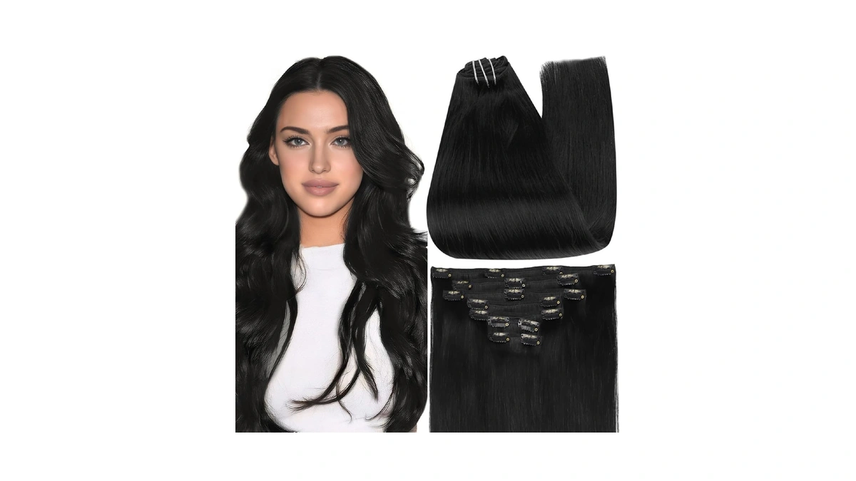 Full Shine Black Clip In Hair Extensions 24 Inch Remy