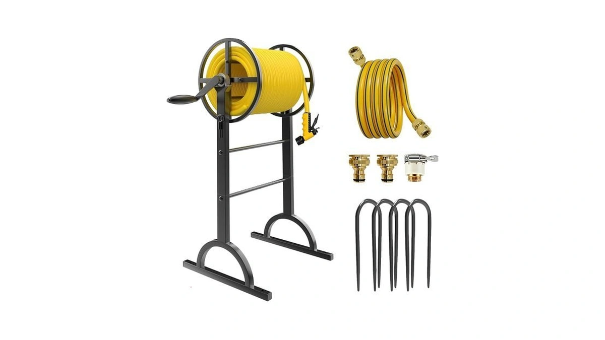 Garden Hose Reel With Handle β Heavy Duty Metal Freestanding